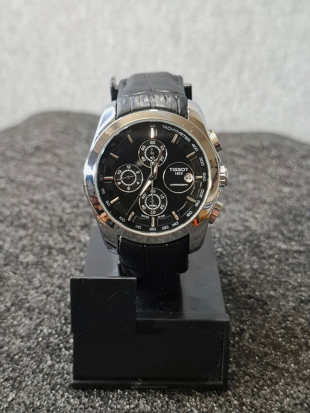 Tissot 1853  Black Chronograph Leather Strap Watch